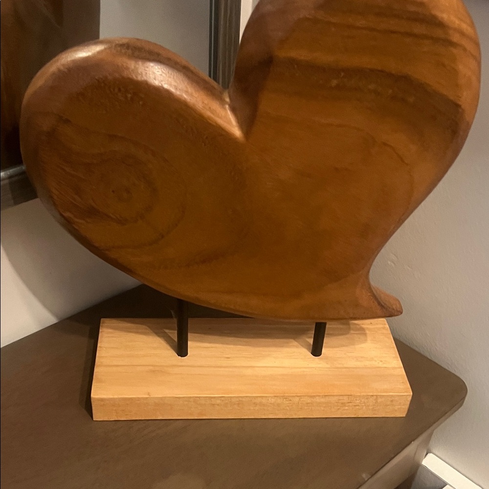 T.J.Maxx Carved Wood Heart Sculpture in Warm Brown